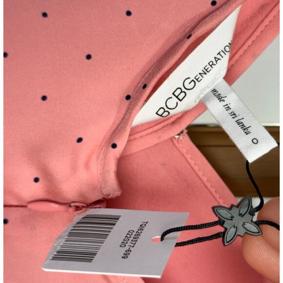 Women's BCB Generation Pink w/ Black Polka Dot Dress - Size 0 ( XXS / XS ) - Picture 4 of 13